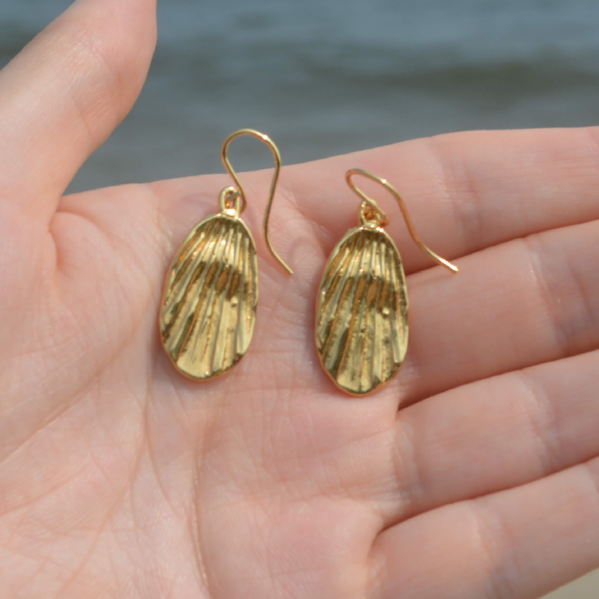 Scallop Shell Earring 14k Gold Plated