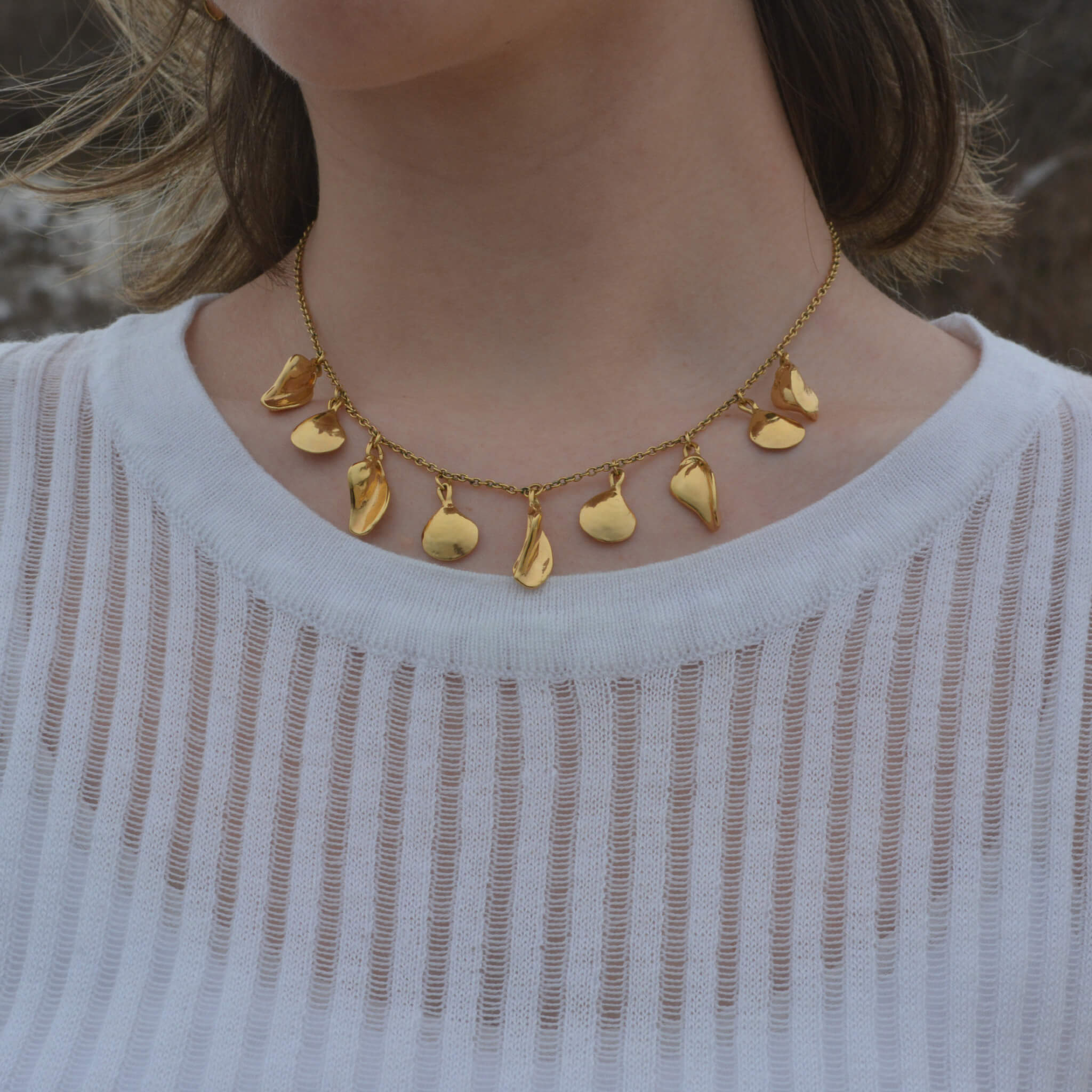 Seashell Statement Necklace 14k Gold